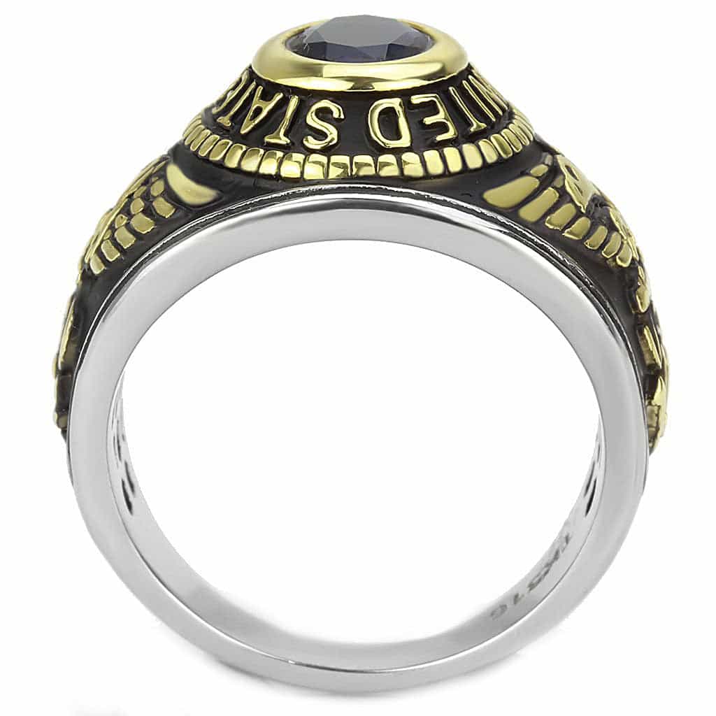 Stainless Steel US Navy Blue Stone Military Mens Signet Ring view 7