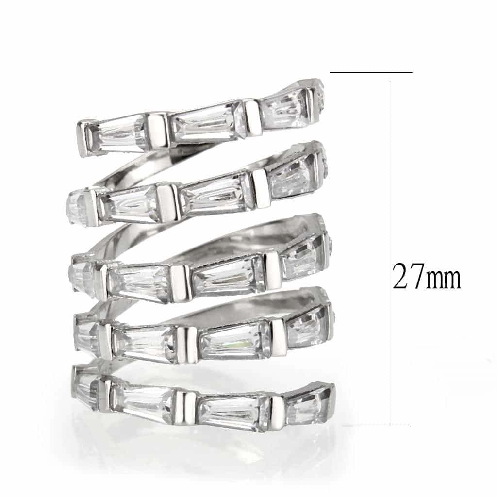 Stainless Steel CZ Baguette Open Cage Wide Band Ring view 3