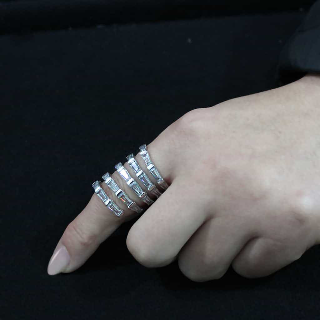 Stainless Steel CZ Baguette Open Cage Wide Band Ring view 9