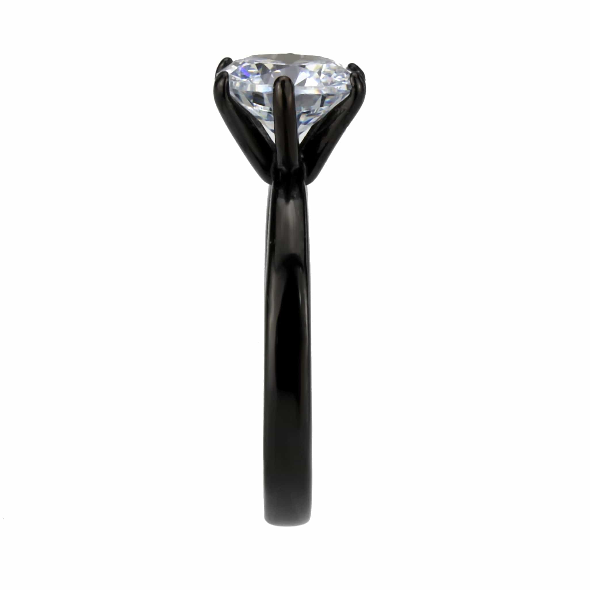 Stainless Steel Dark IP CZ Round Six Prong Solitaire Ring view 7