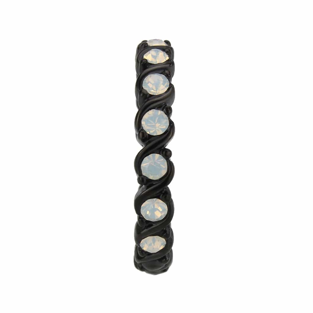 Stainless Steel Dark IP Opal Round Bezel Eternity Band Ring view 9