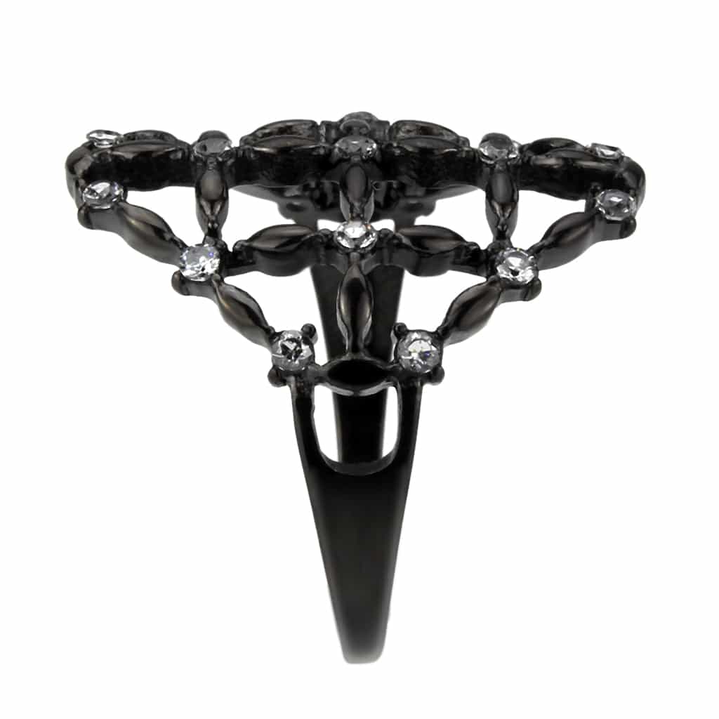 Stainless Steel Dark IP Black Marquise Crystal Lattice Ring view 9