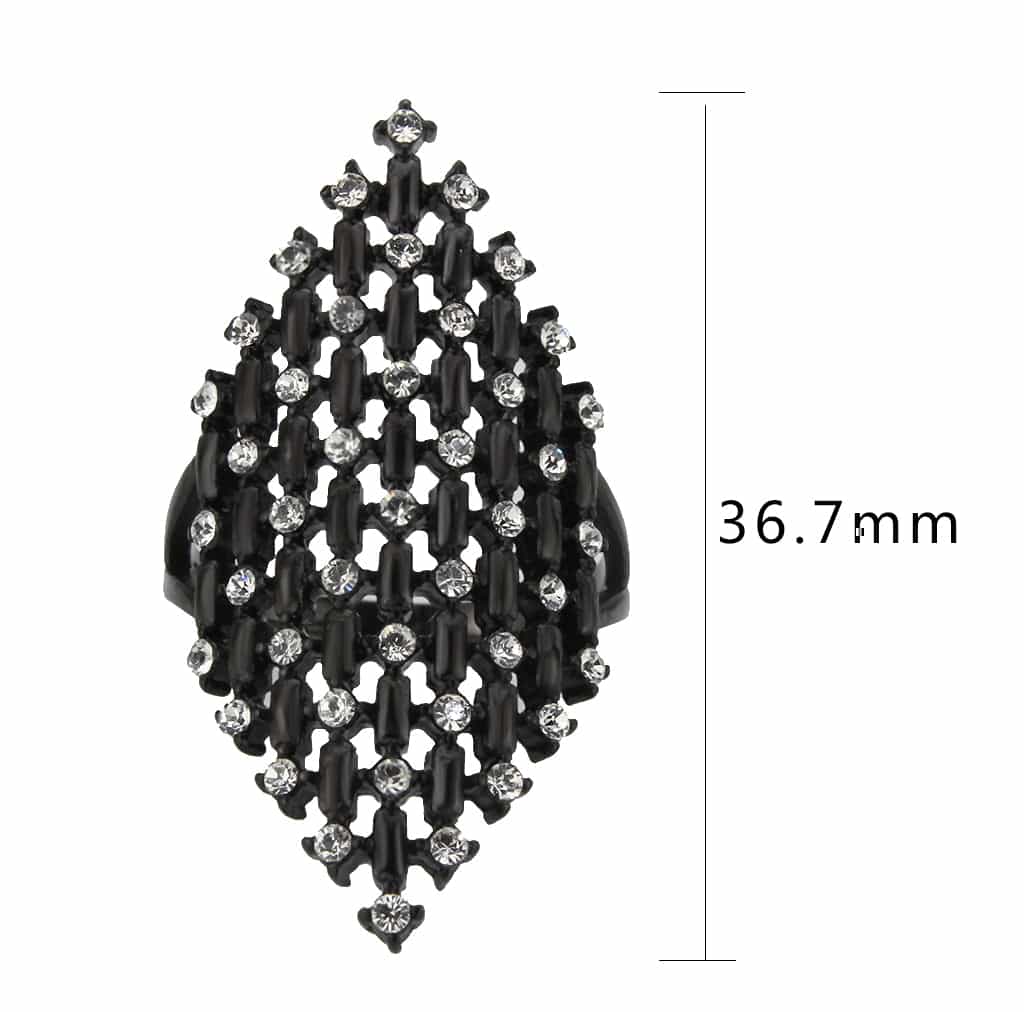 Stainless Steel Dark IP CZ Scattered Pave Teardrop Dome Ring view 5