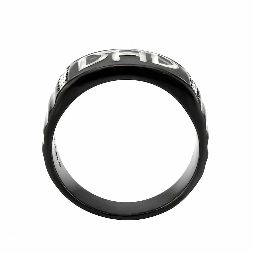 Stainless Steel Dark IP DAD Letter Enamel Mens Band Earrings view 5