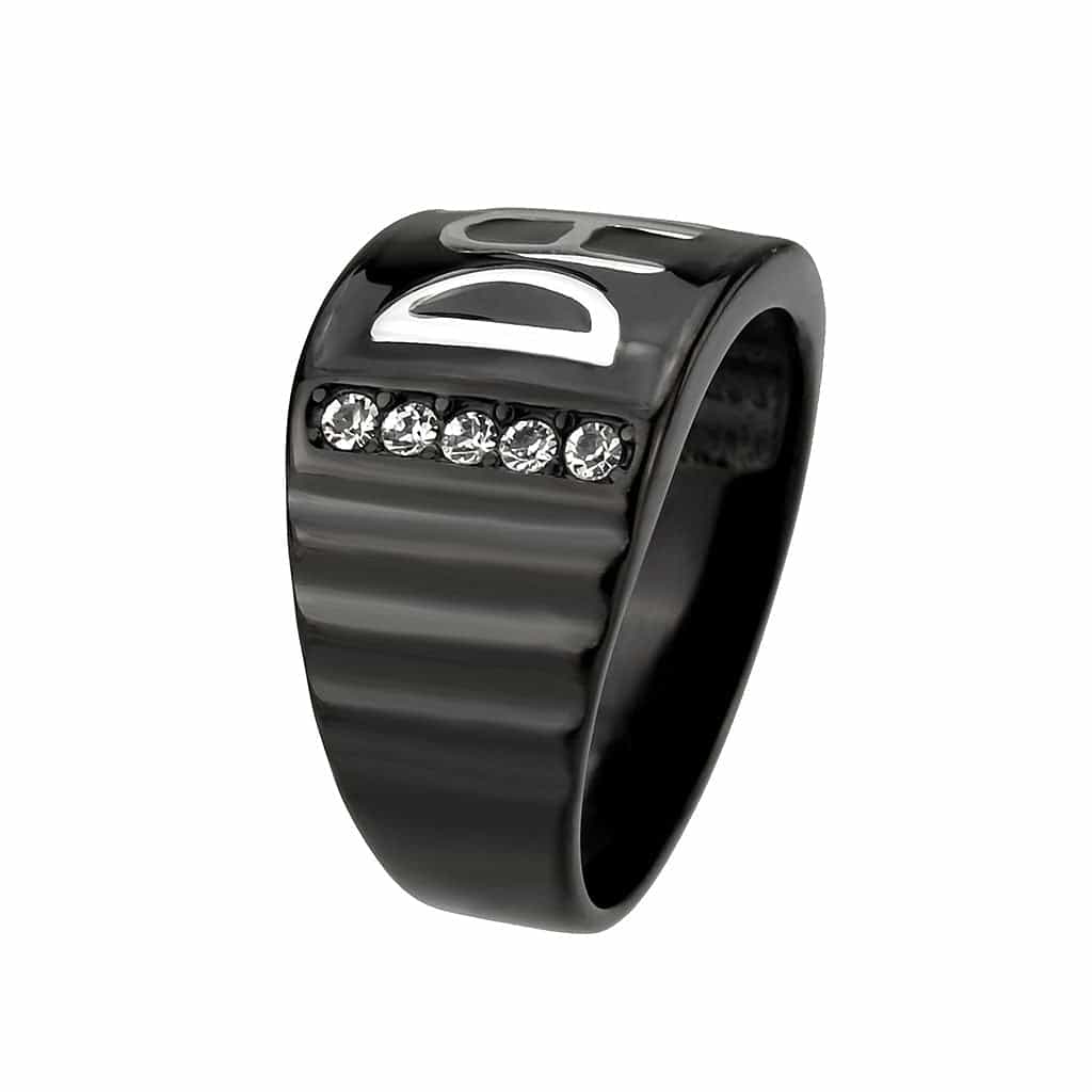 Stainless Steel Dark IP DAD Letter Enamel Mens Band Earrings view 7