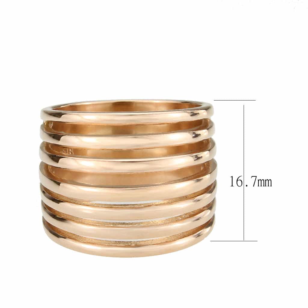 Stainless Steel Rose Gold IP Polished Ribbed Wide Dome Band Ring view 3