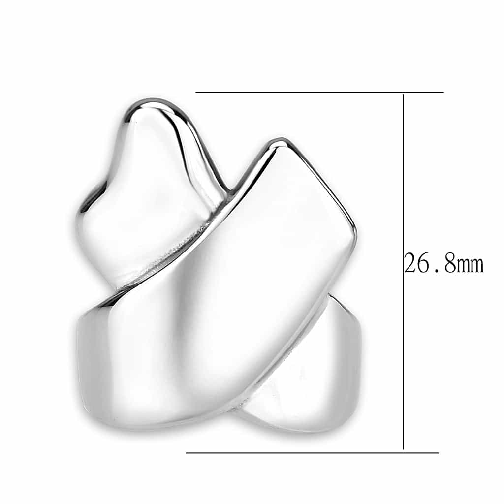 Stainless Steel Silver Polished Abstract Wave Open Wide Band Ring view 3