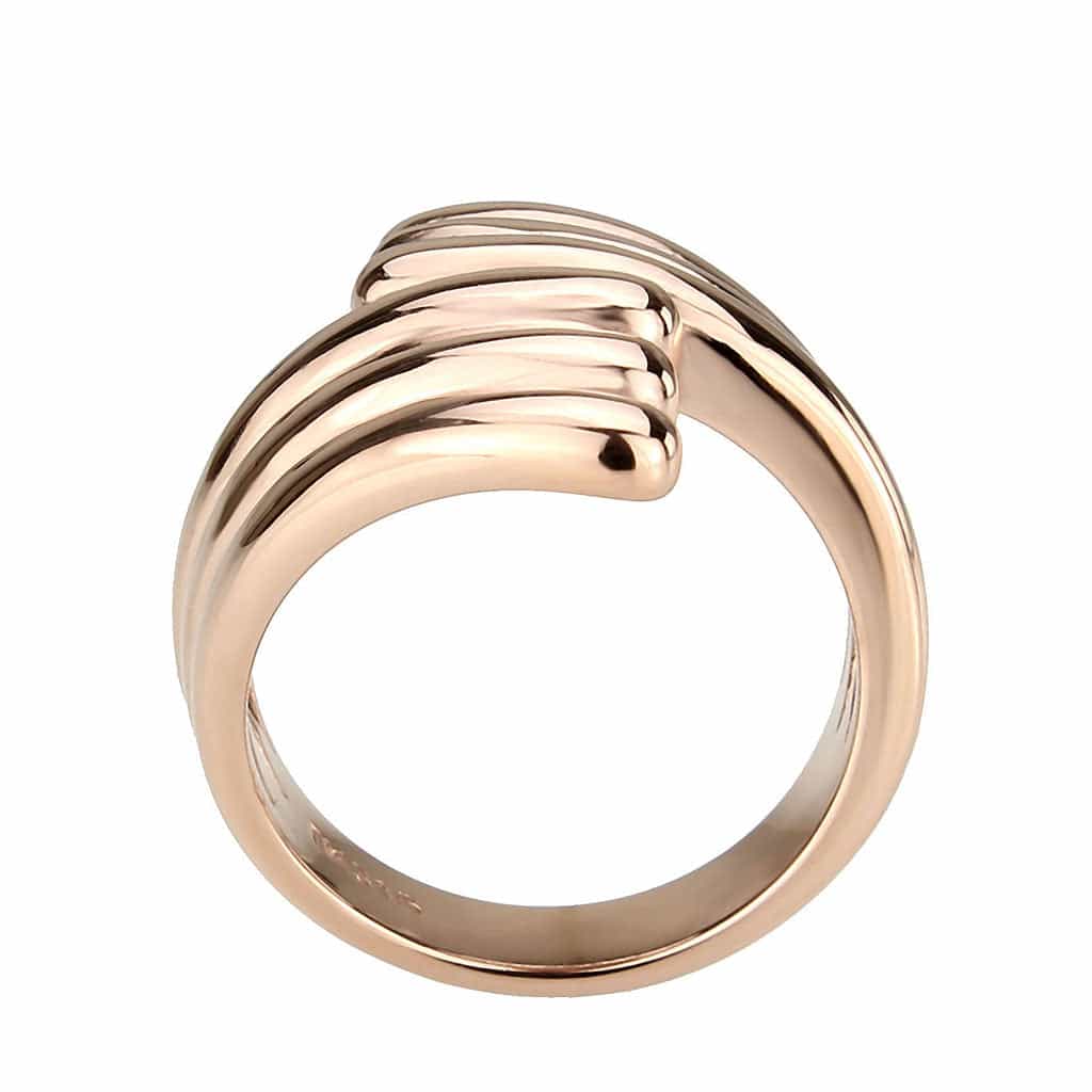 Stainless Steel Rose Gold IP Polished Spiral Coil Wide Ring view 5