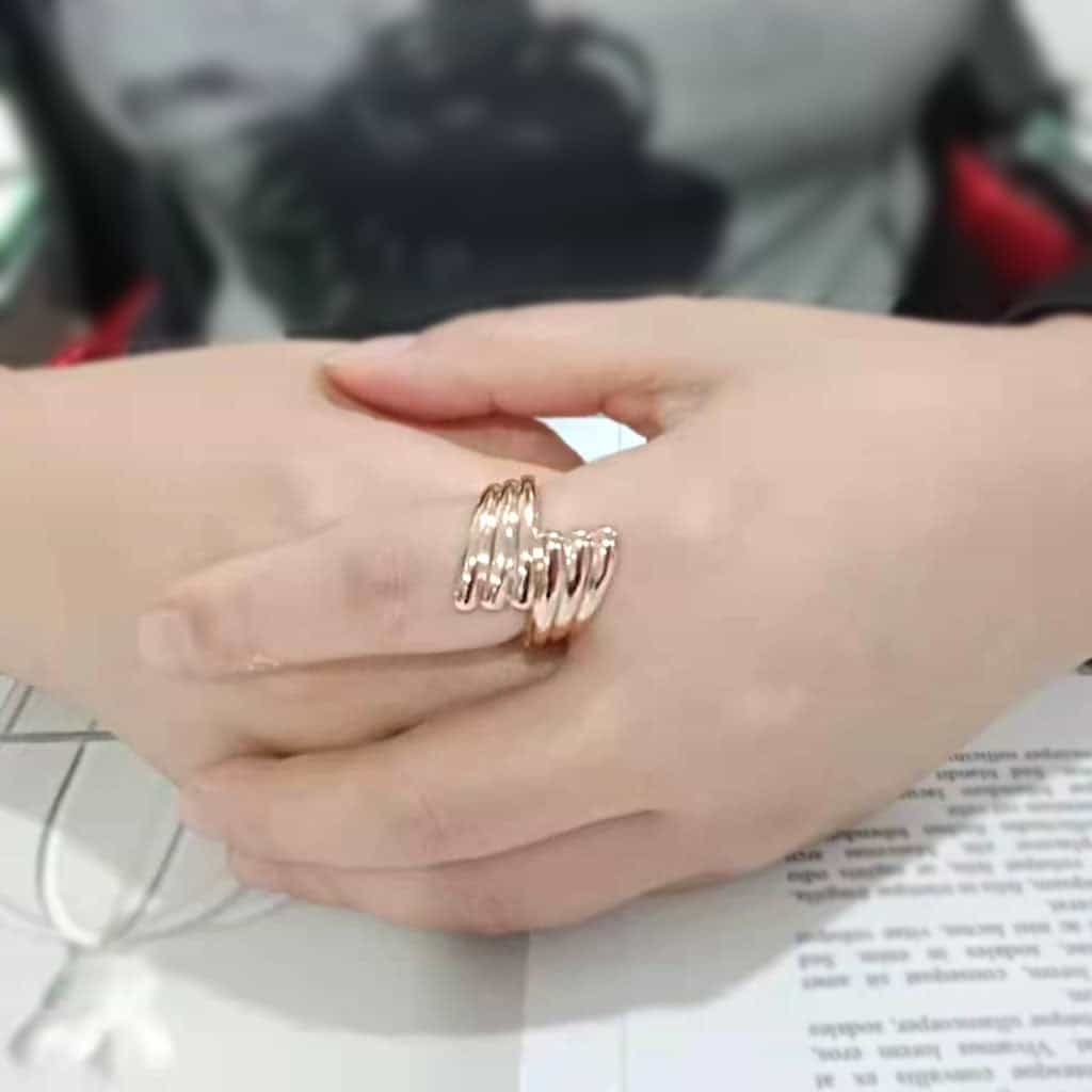 Stainless Steel Rose Gold IP Polished Spiral Coil Wide Ring view 9