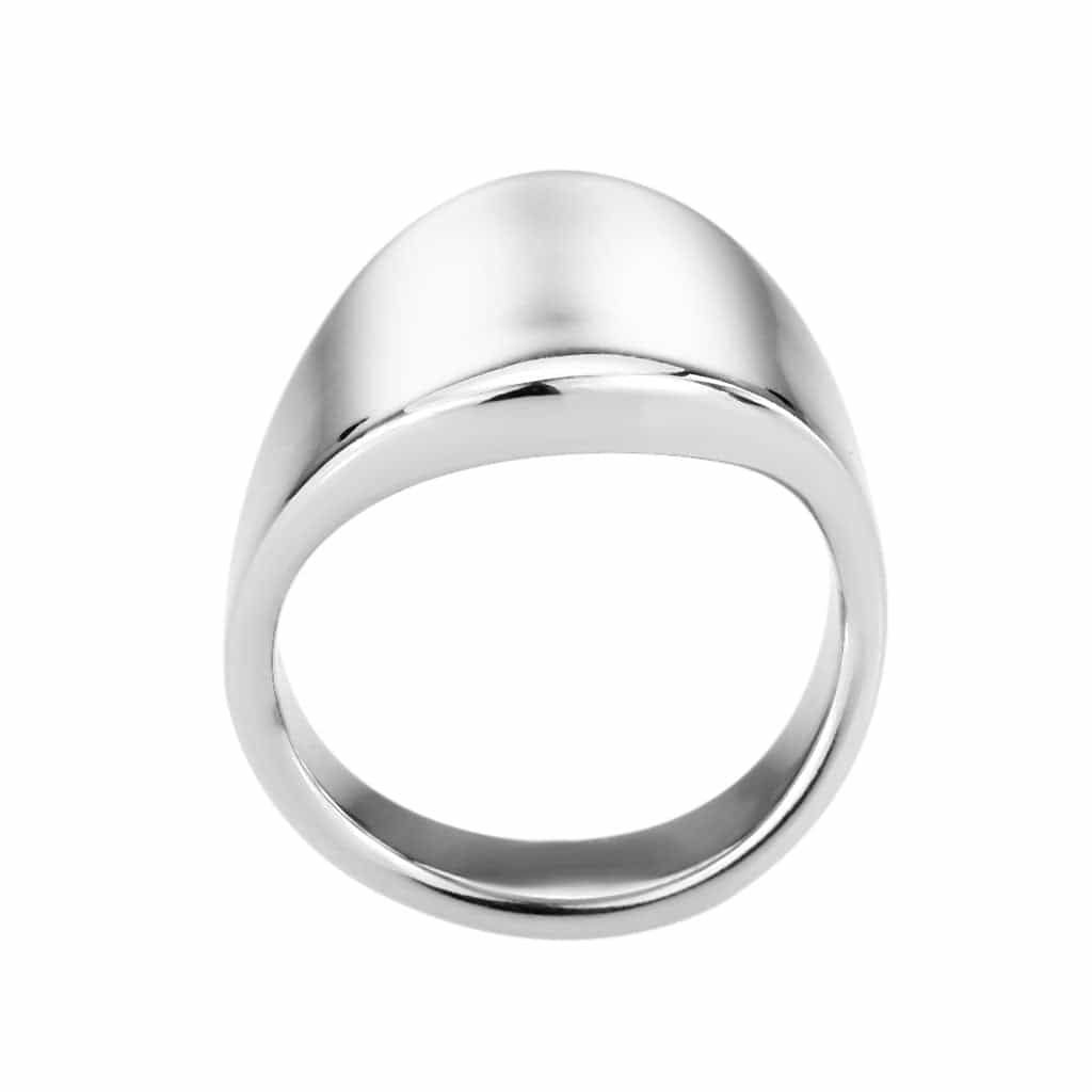 Stainless Steel Silver Polished Smooth Dome Shield Wide Band Ring view 5