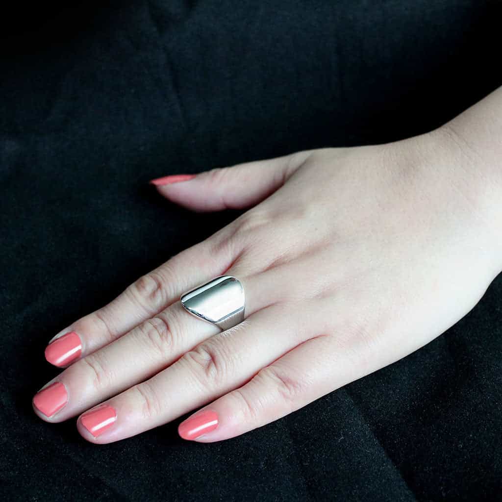 Stainless Steel Silver Polished Smooth Dome Shield Wide Band Ring view 9