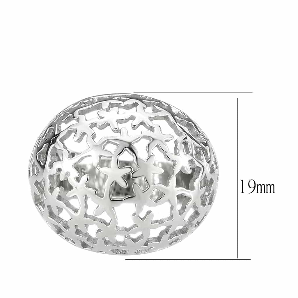 Stainless Steel Silver Polished Star Cutout Filigree Dome Ring view 3