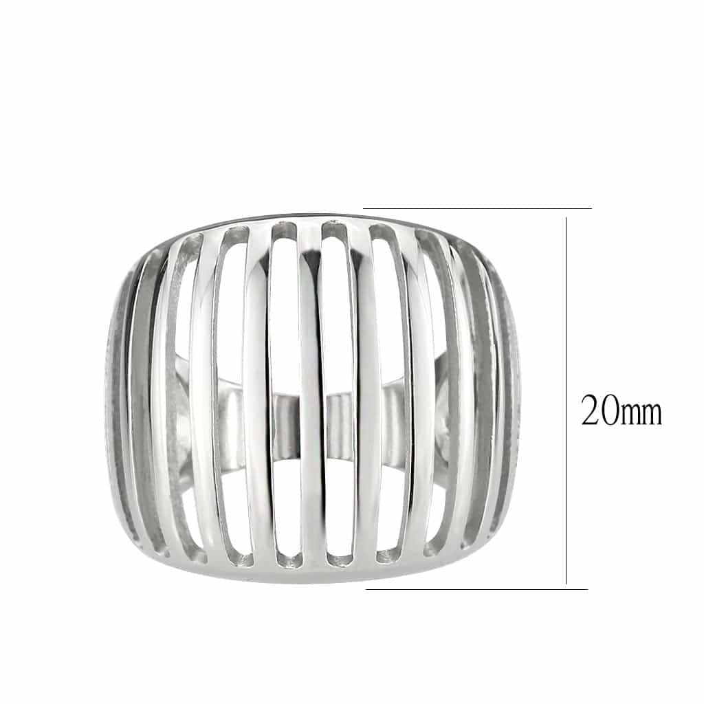 Stainless Steel Polished Ribbed Dome Wide Band Ring view 3