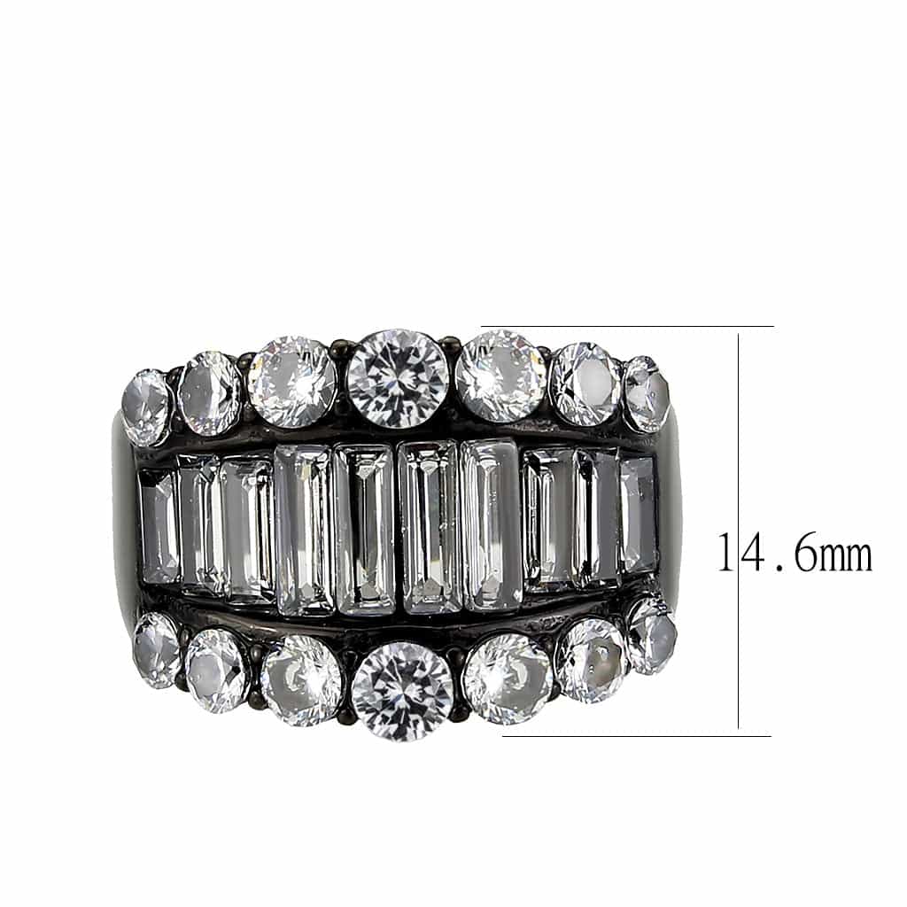Stainless Steel Dark IP CZ Round Baguette Channel Wide Ring view 3