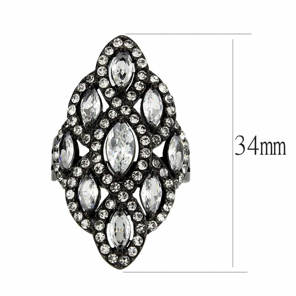 Stainless Steel CZ Marquise Shield Black view 3