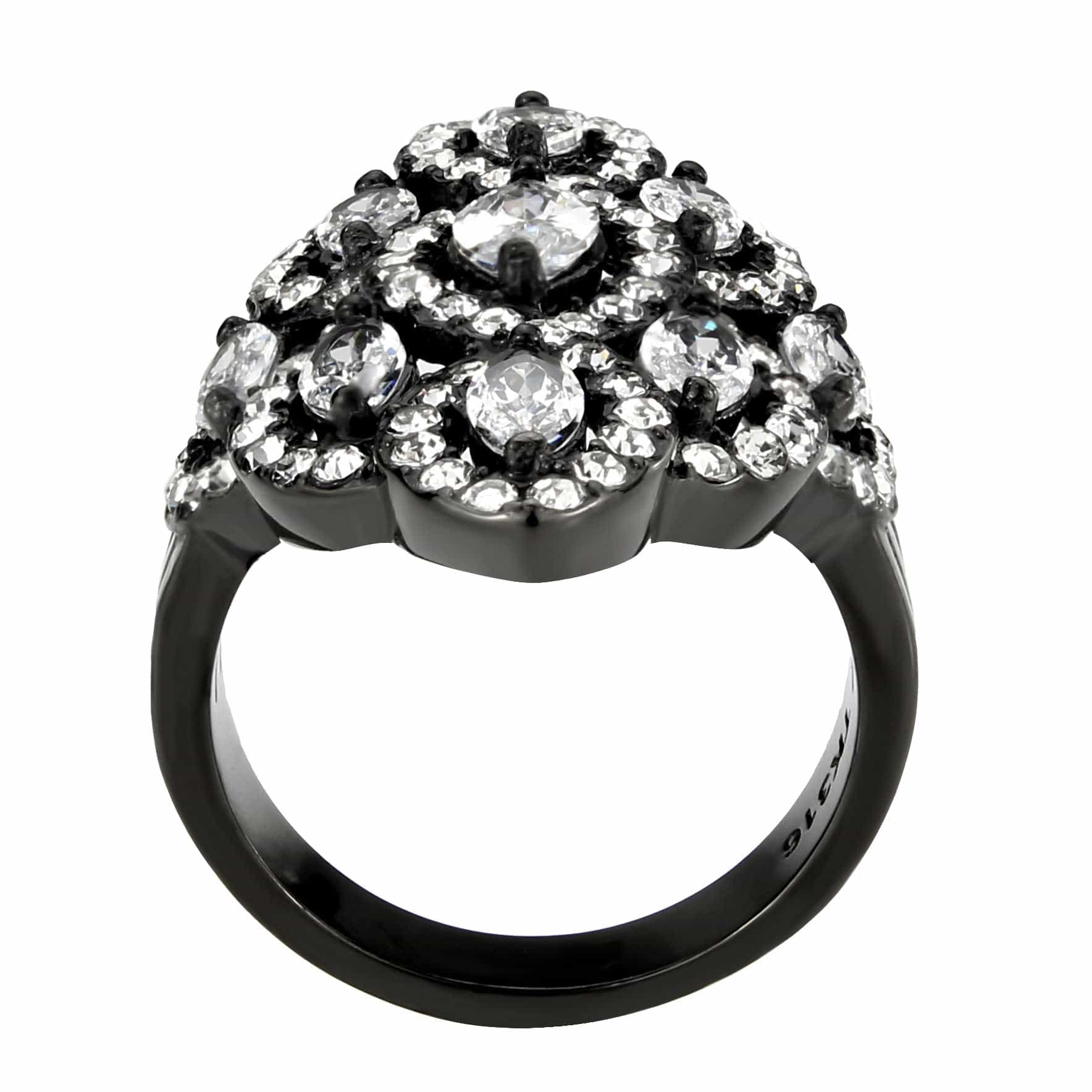 Stainless Steel CZ Marquise Shield Black view 5