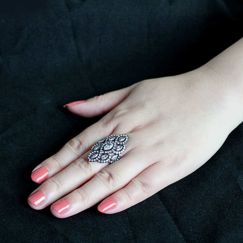 Stainless Steel CZ Marquise Shield Black view 9