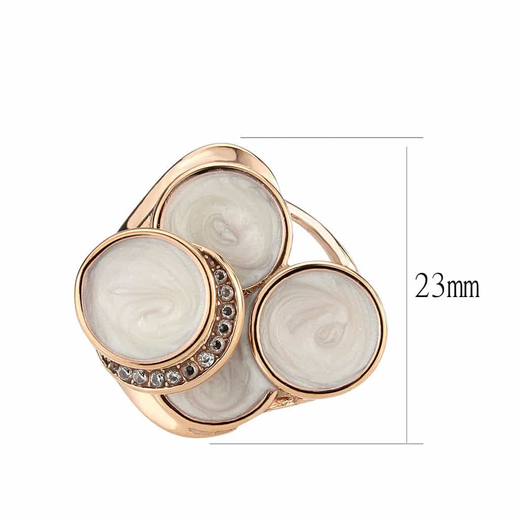 Stainless Steel Rose Gold IP Mother Of Pearl Round Triple Ring view 3