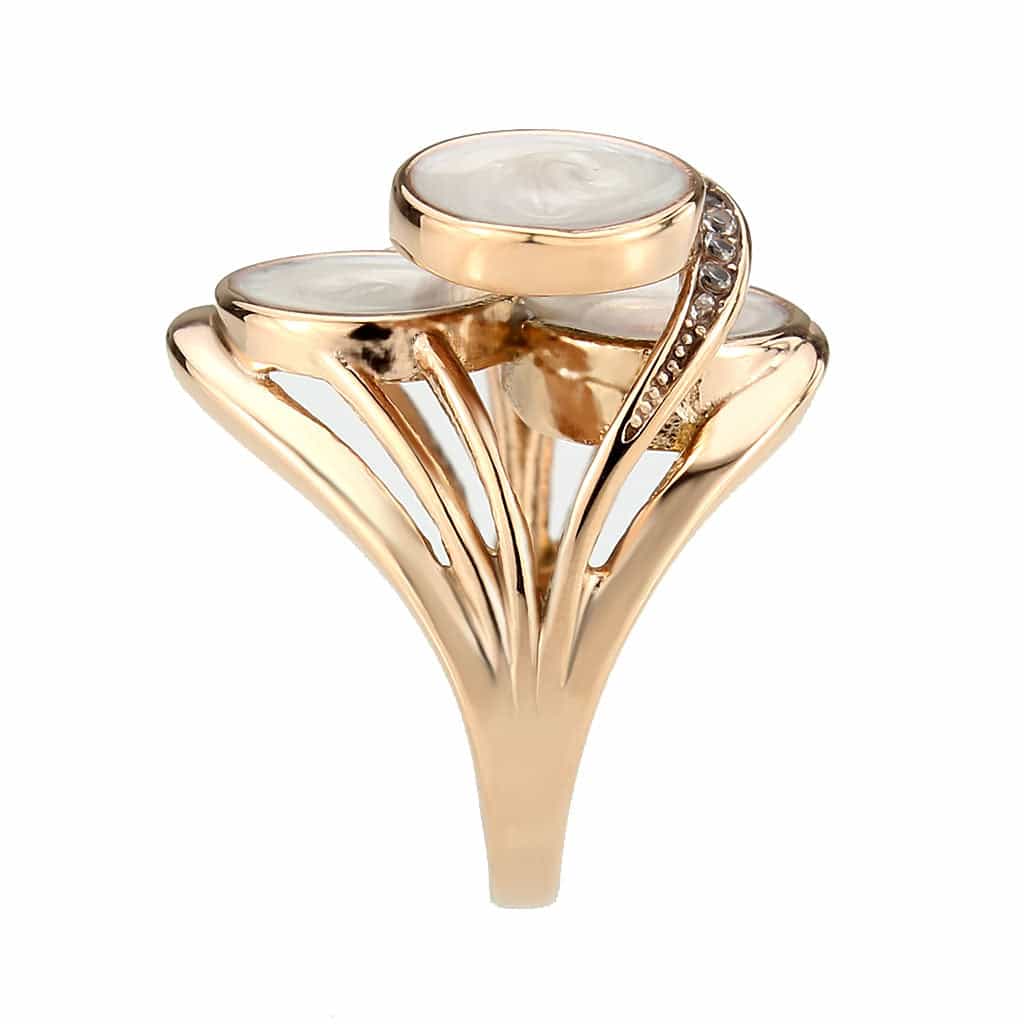 Stainless Steel Rose Gold IP Mother Of Pearl Round Triple Ring view 11