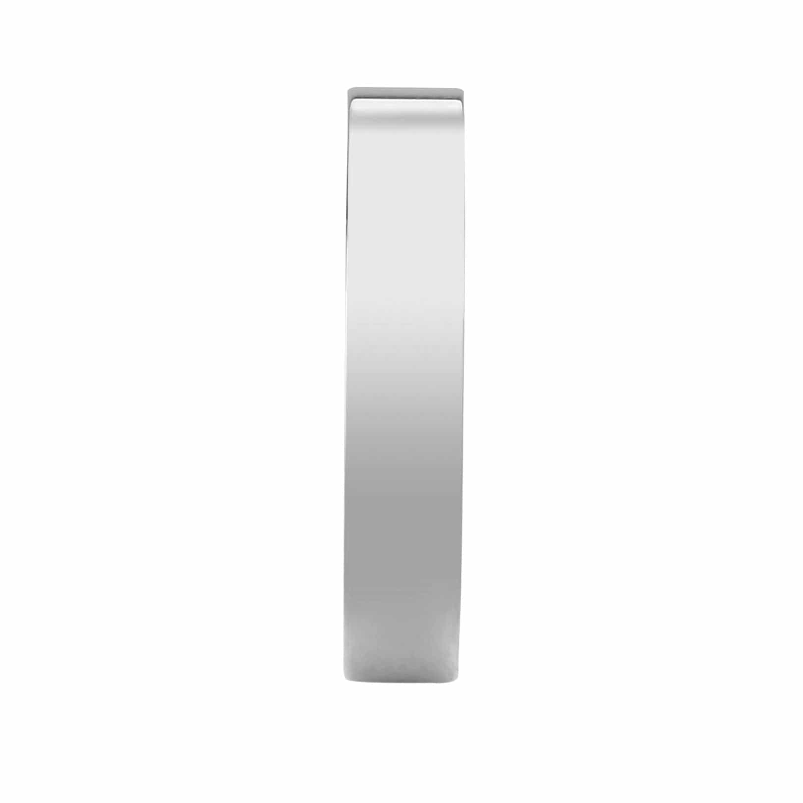 Stainless Steel Silver Polished Plain CZ Accent Flat Wedding Ring view 9