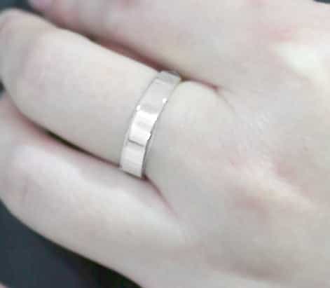 Stainless Steel Silver Polished Plain CZ Accent Flat Wedding Ring view 11