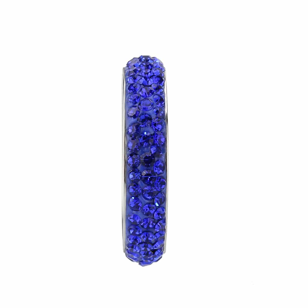Stainless Steel Silver Blue Crystal Pave Eternity Band Ring view 7