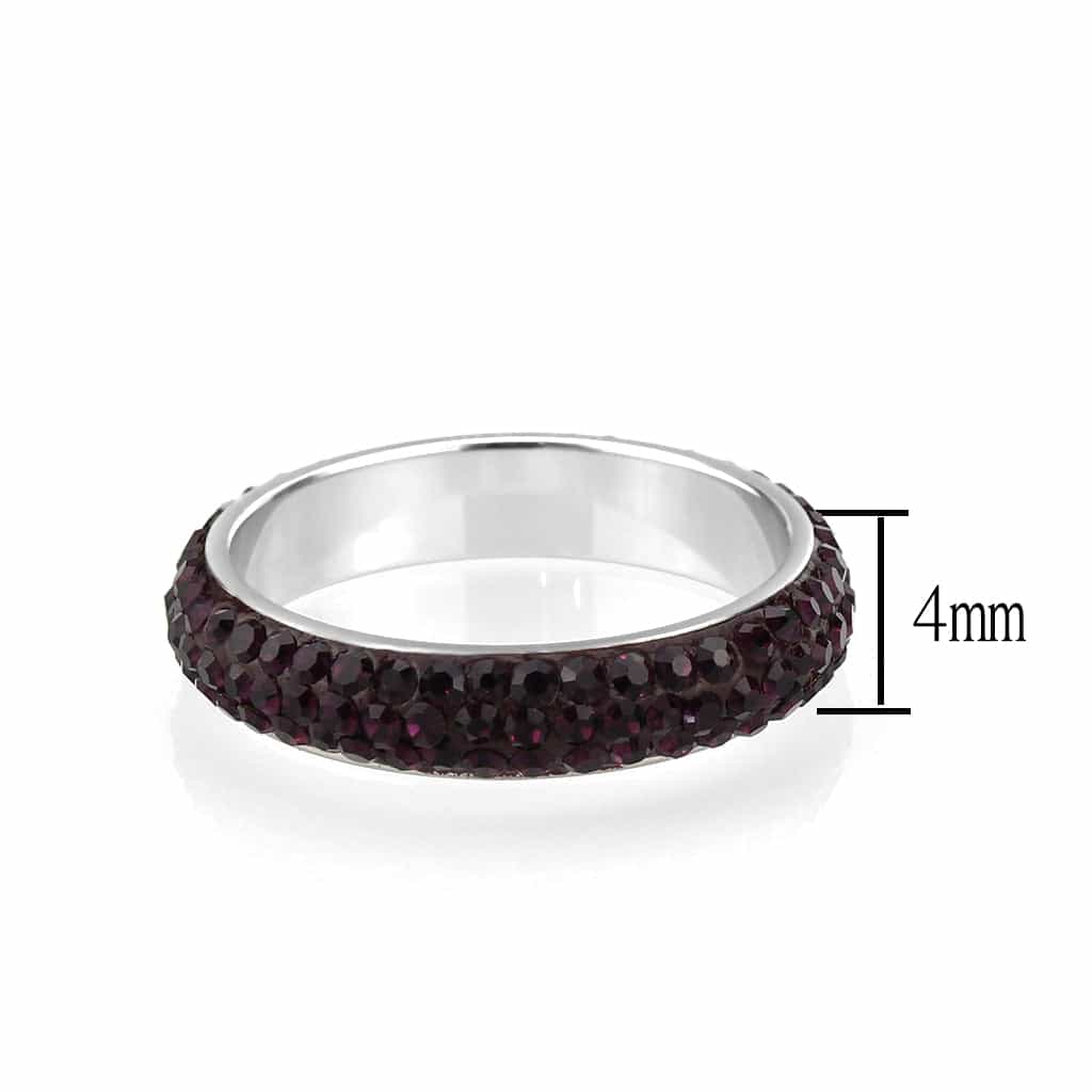 Stainless Steel Silver Amethyst Crystal Pave Eternity Band Ring view 3