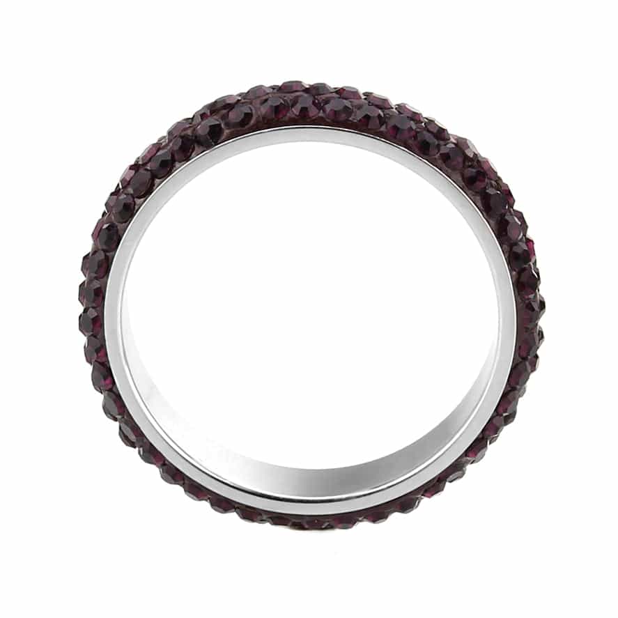 Stainless Steel Silver Amethyst Crystal Pave Eternity Band Ring view 5