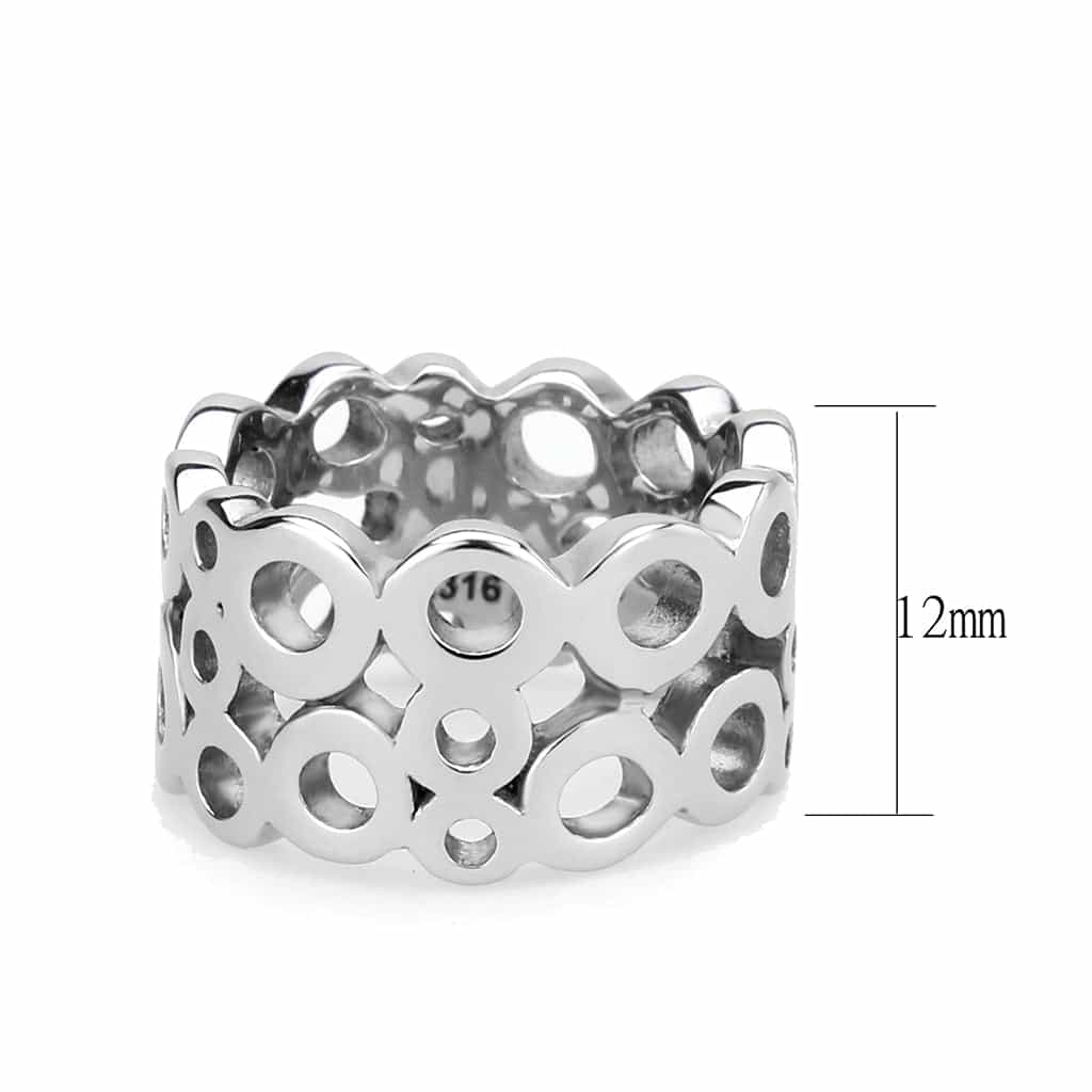 Stainless Steel Polished Circle Cutout Filigree Dome Wide Ring view 3