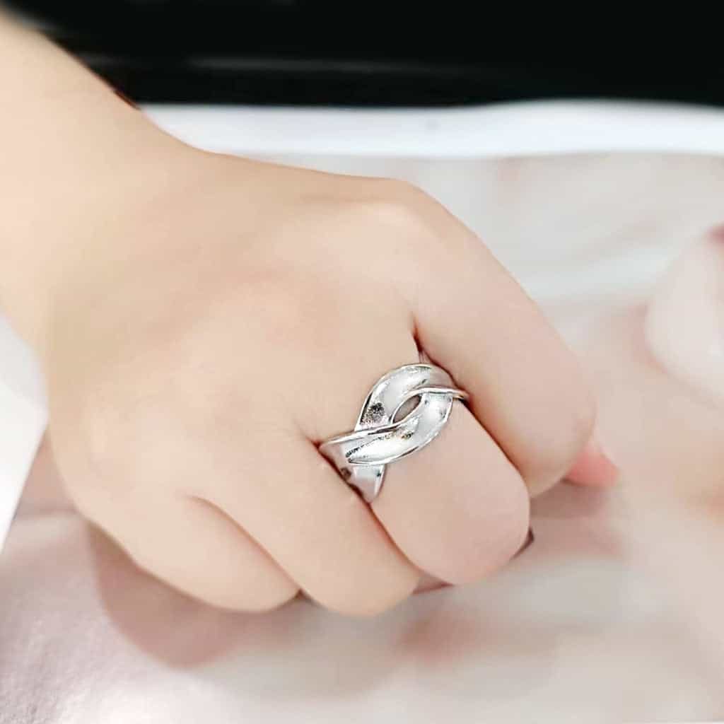Stainless Steel Polished Braided Knot Wide Band Ring view 9