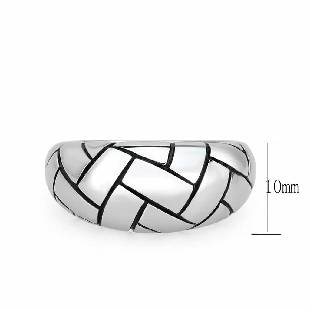 Stainless Steel Polished Woven Basket Dome Wide Band Ring view 3
