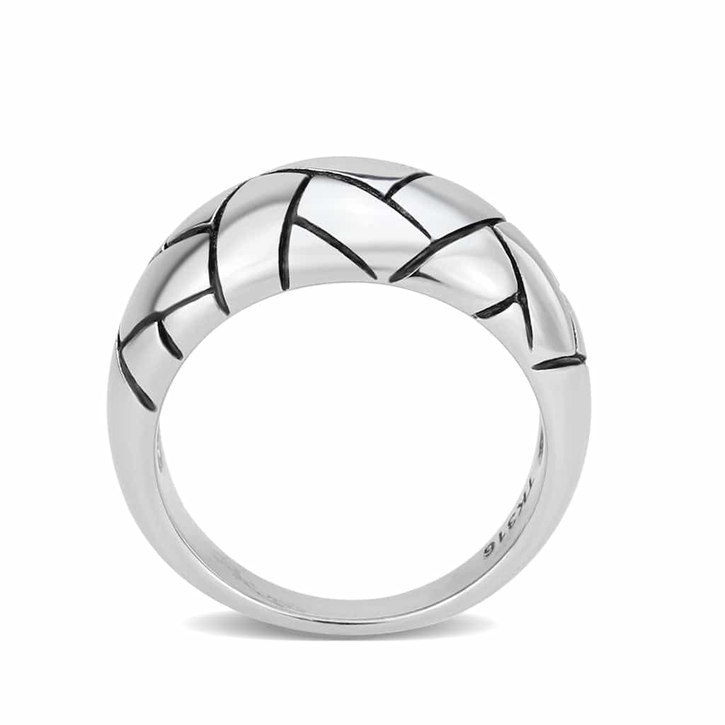 Stainless Steel Polished Woven Basket Dome Wide Band Ring view 5