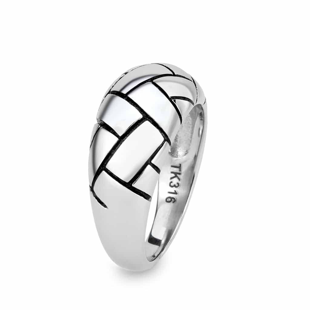 Stainless Steel Polished Woven Basket Dome Wide Band Ring view 7