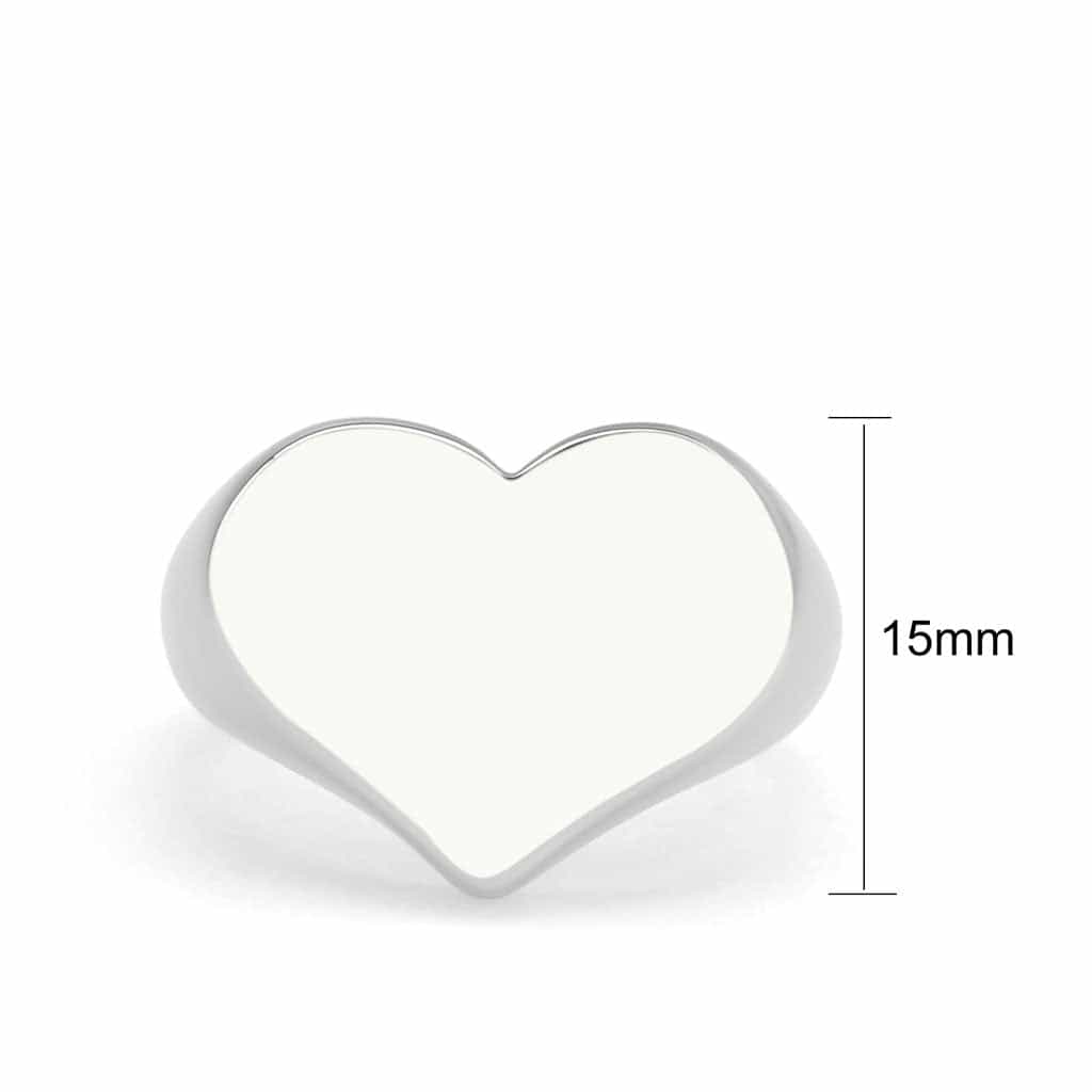 Stainless Steel Polished Heart Flat Top Cocktail Ring view 3