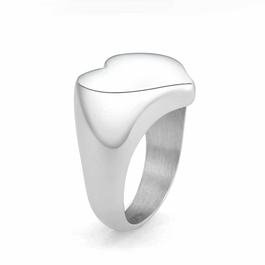 Stainless Steel Polished Heart Flat Top Cocktail Ring view 7