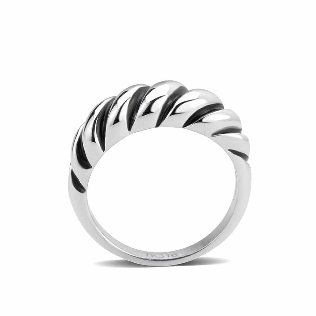 Stainless Steel Polished Twisted Croissant Dome Band Ring view 5