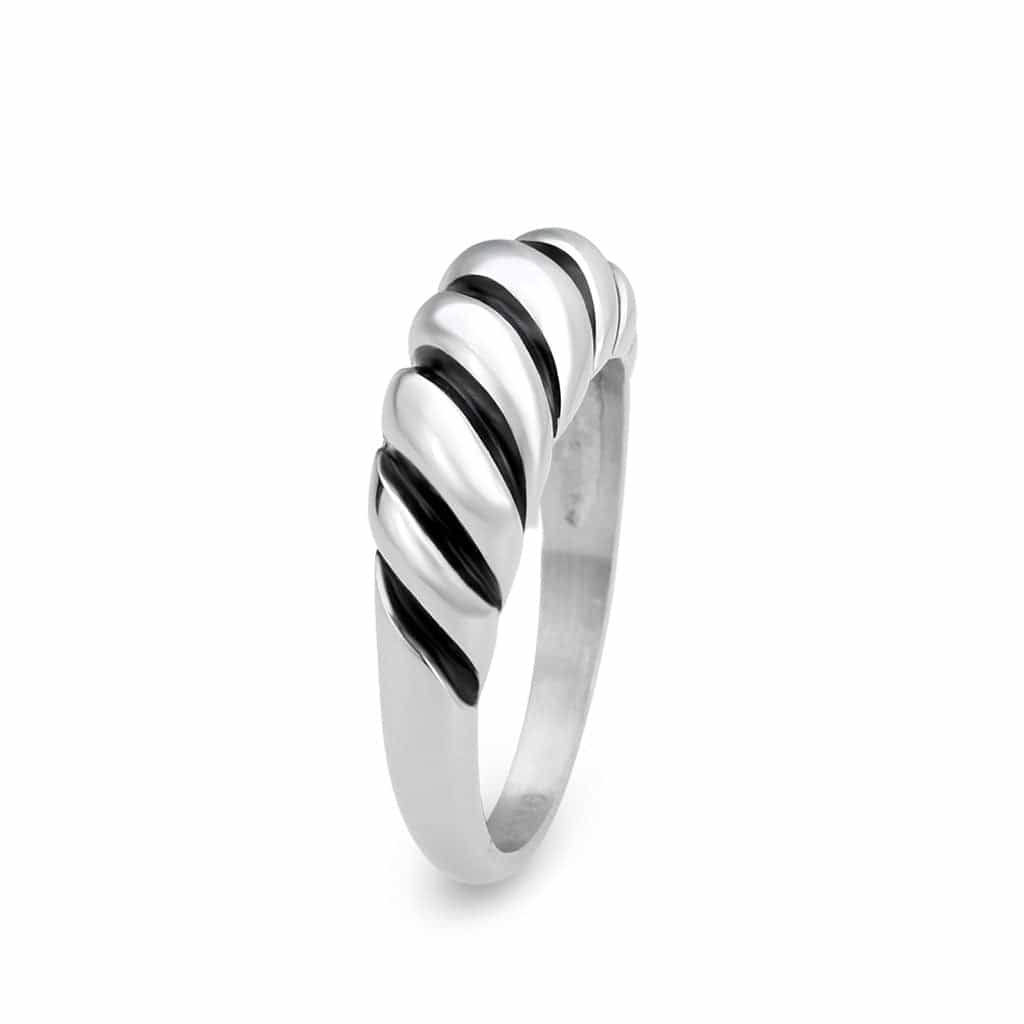 Stainless Steel Polished Twisted Croissant Dome Band Ring view 7