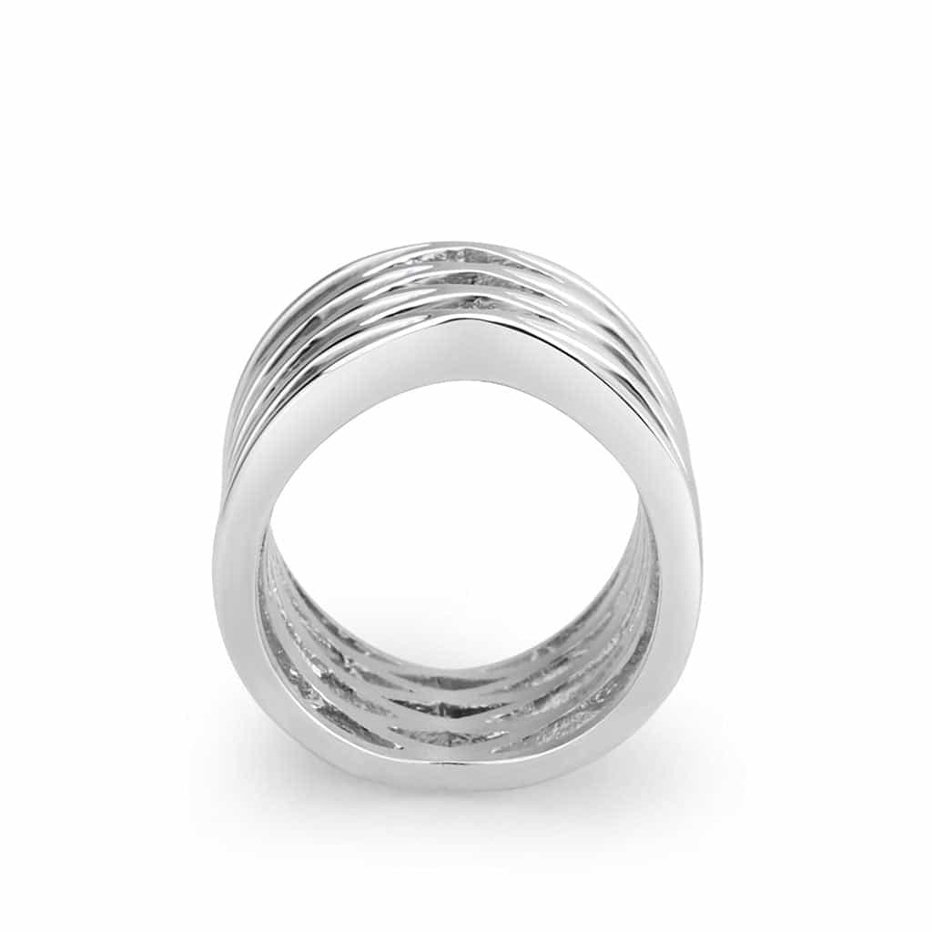 Stainless Steel Polished Open Lattice Cage Wide Band Ring view 5
