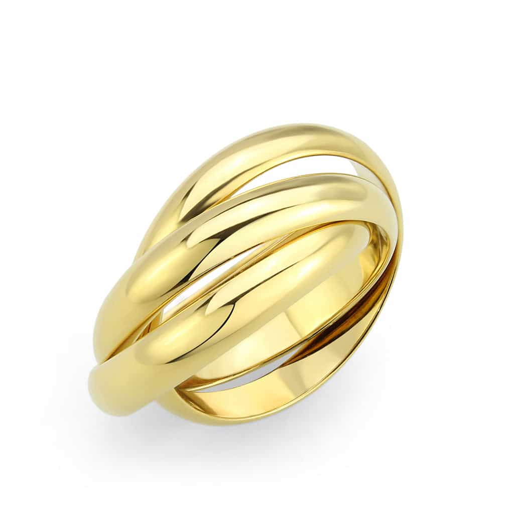 Stainless Steel Gold IP Polished Triple Interlocking Rolling Ring view 1