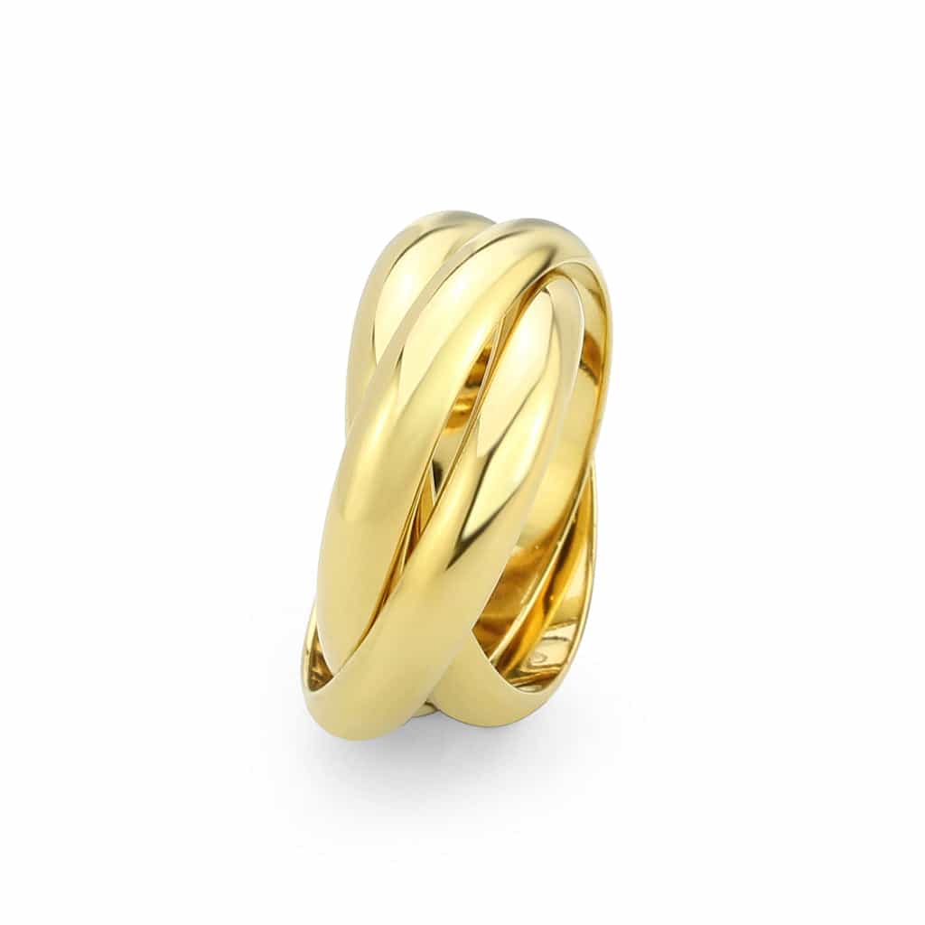 Stainless Steel Gold IP Polished Triple Interlocking Rolling Ring view 7