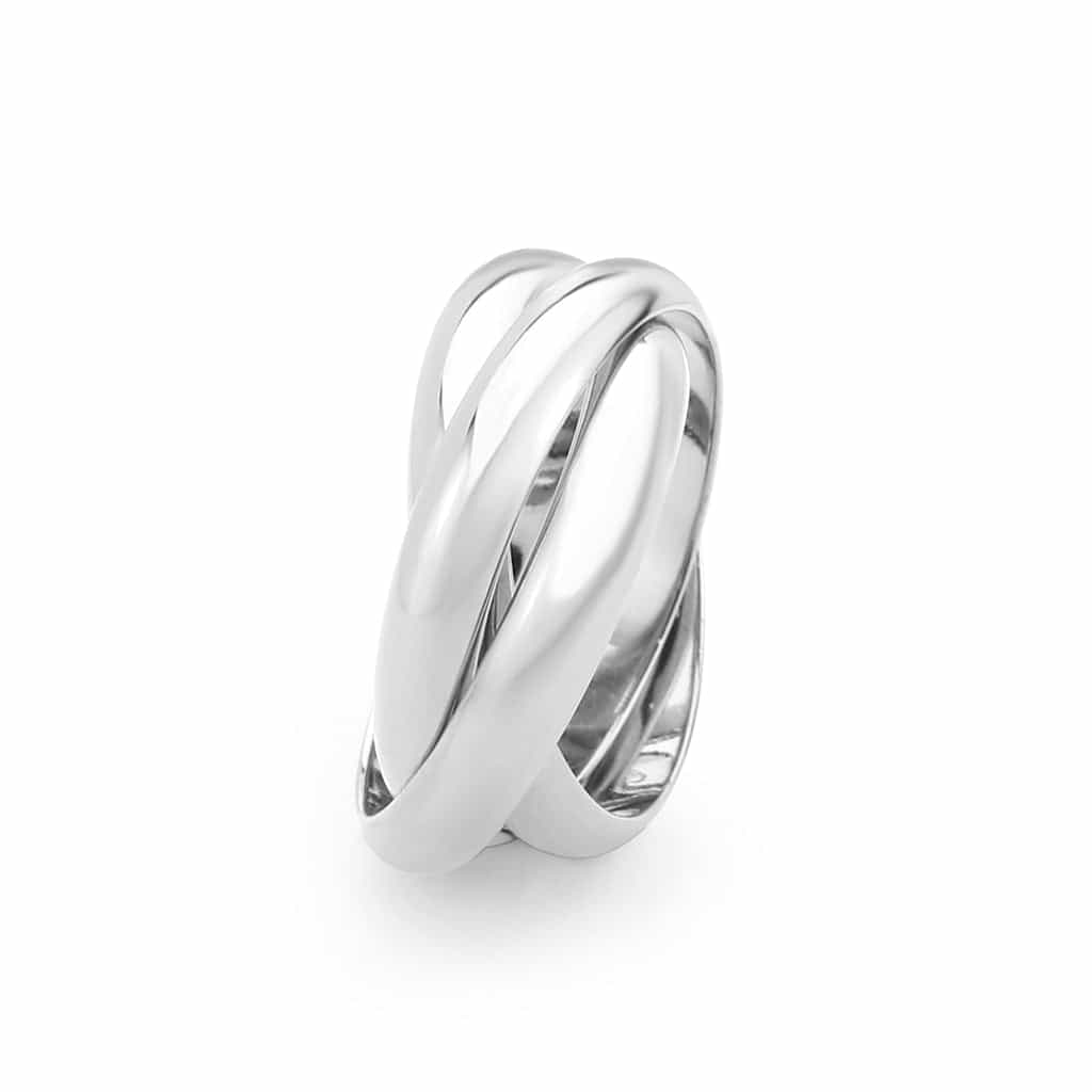 Stainless Steel Silver Polished Triple Interlocking Rolling Ring view 7