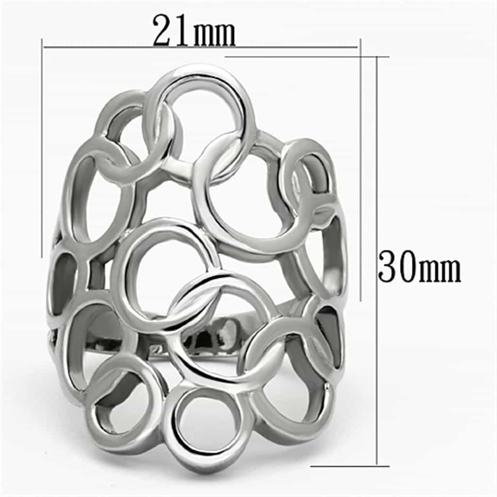 Stainless Steel Silver Open Circle Bubble Cutout Dome Ring view 3
