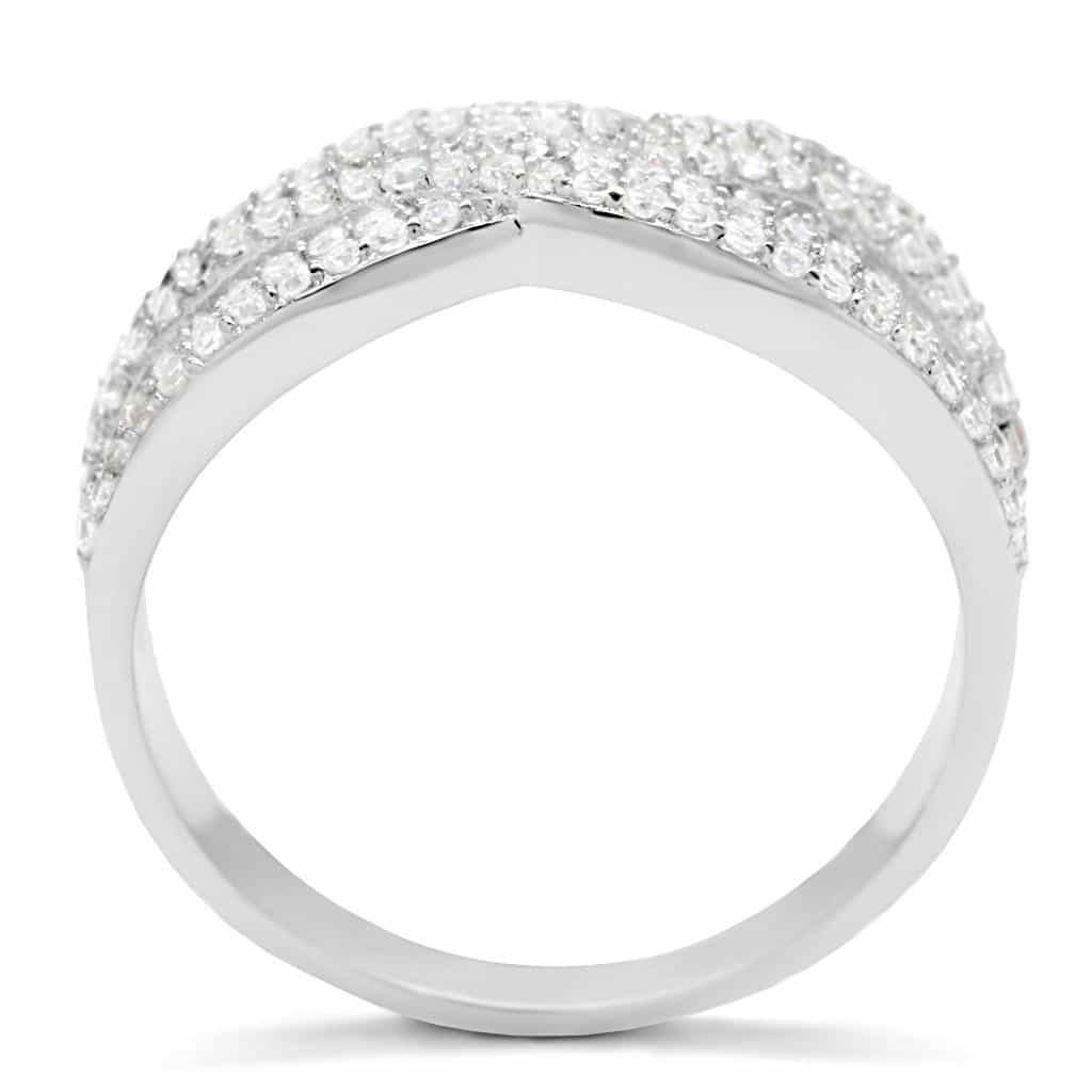 Sterling Silver CZ Pave Twisted X Wide Ring view 7