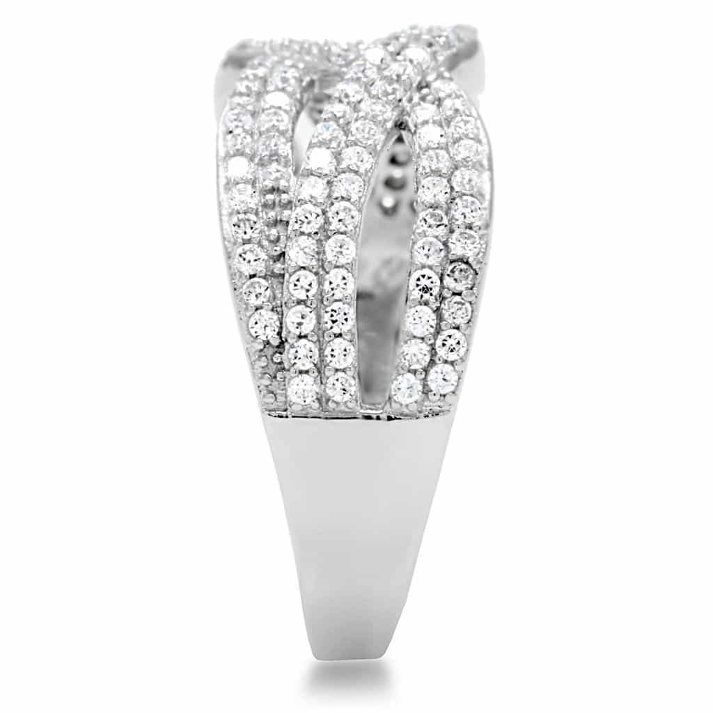 Sterling Silver CZ Pave Twisted X Wide Ring view 9