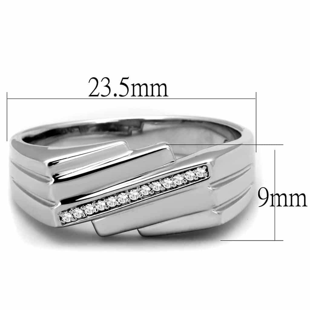 Sterling Silver CZ Pave Rectangle Flat Wide Signet Ring view 3