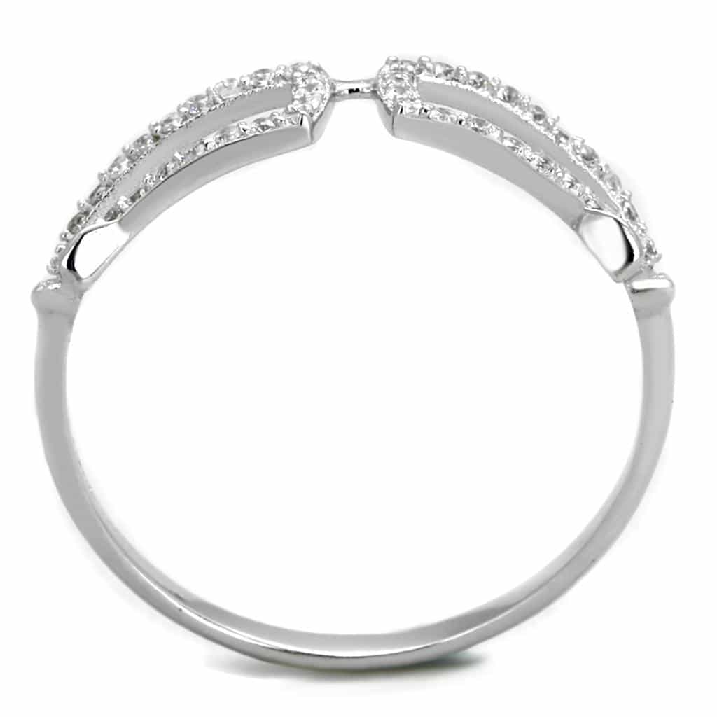 Sterling Silver CZ Pave Rectangle Open Geometric Ring view 5