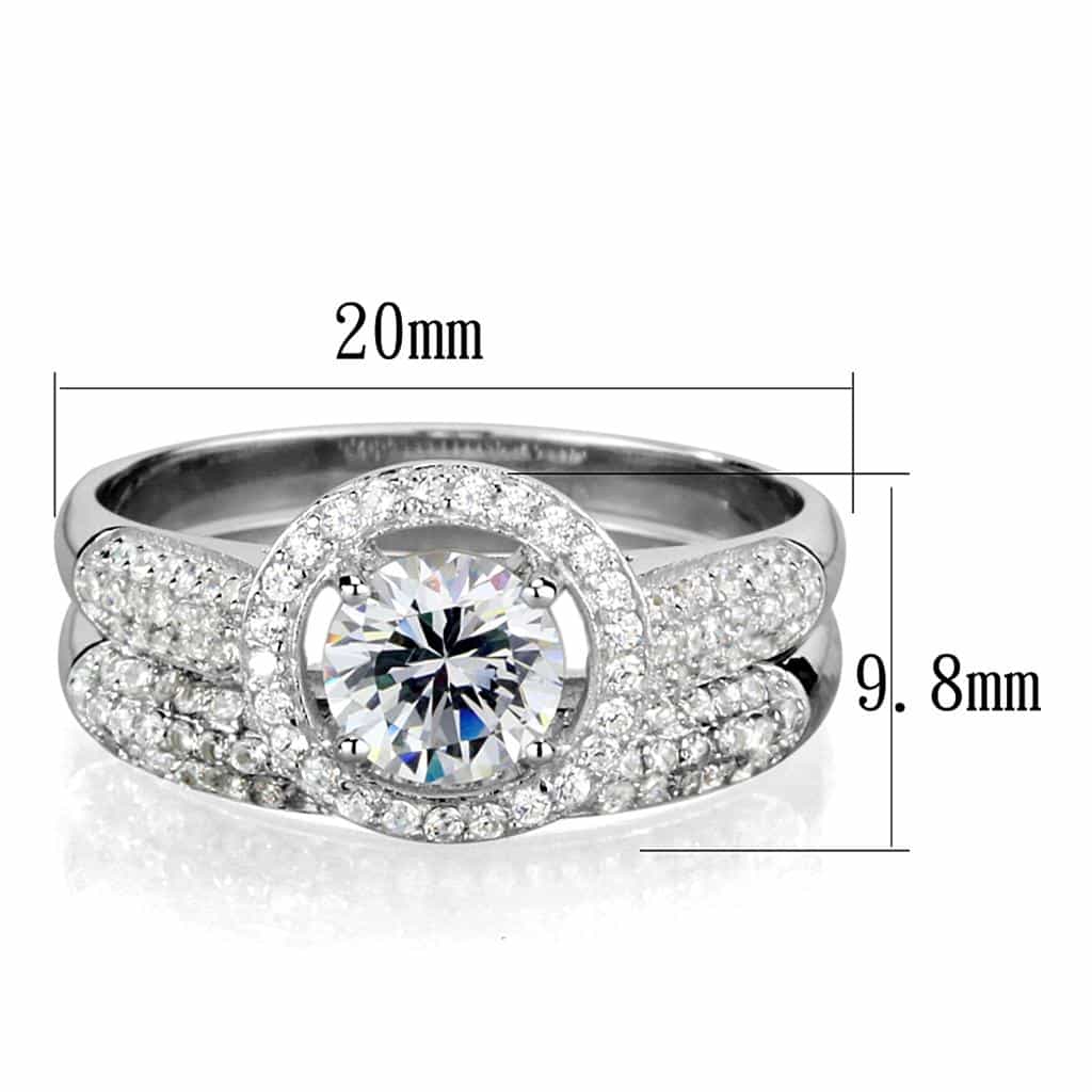 Sterling Silver CZ Round Bezel Halo Multi Row Wide Ring view 3