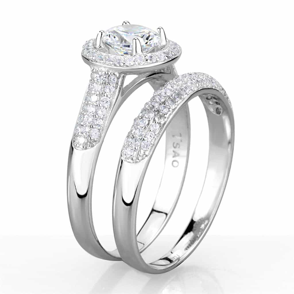 Sterling Silver CZ Round Bezel Halo Multi Row Wide Ring view 7