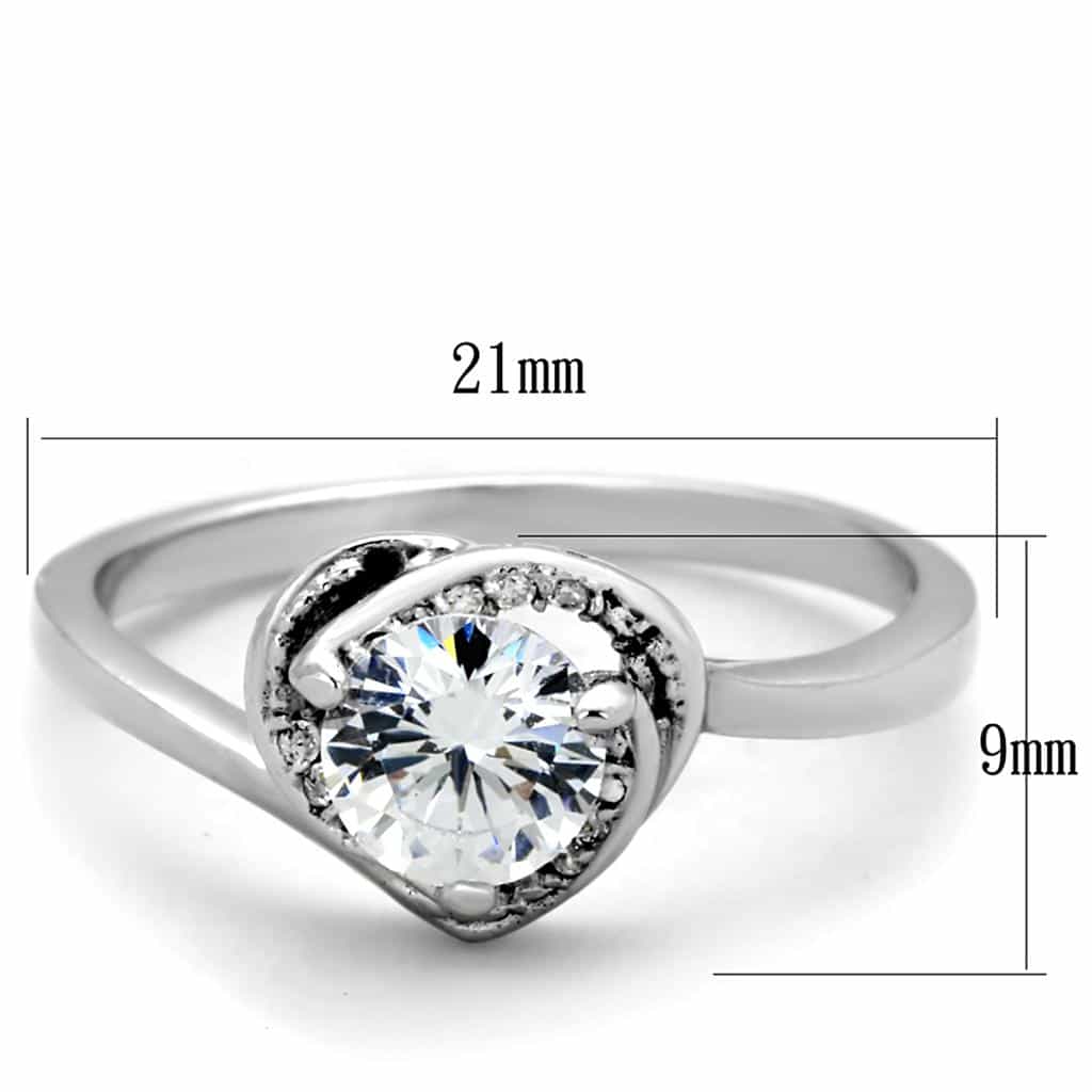 Sterling Silver CZ Round Heart Bezel Pave Ring view 3