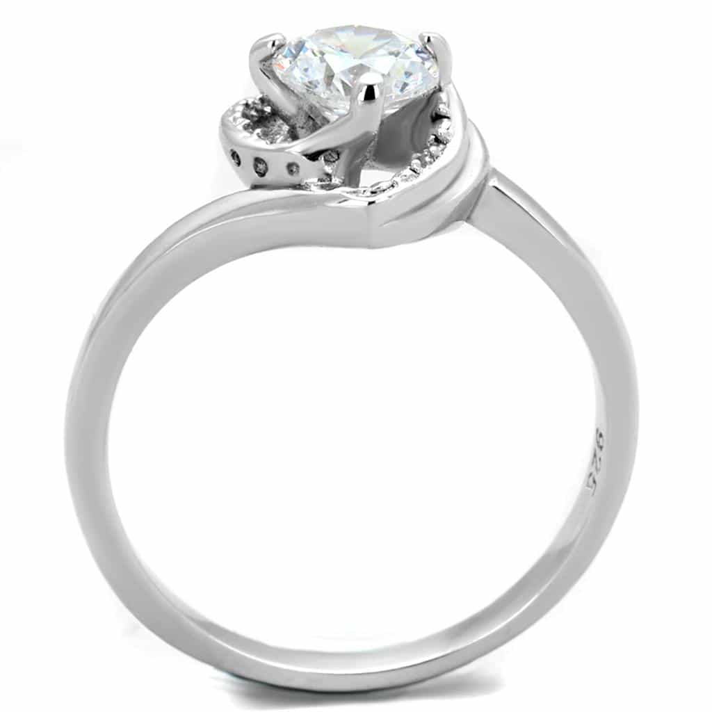 Sterling Silver CZ Round Heart Bezel Pave Ring view 5
